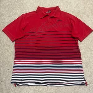 Y2K Rocawear Red Striped Polo Shirt Streetwear XL